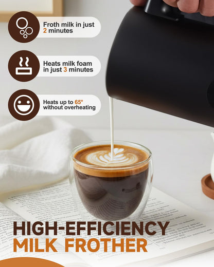 Torlaist Milk Frother and Steamer, 4-in-1 Automatic Electric Milk Frother 11.8oz/350 ml, Instant Hot and Cold Foam Maker, Milk steamer Heater Foamer Warmer for Coffee, Cappuccino, Macchiato, Latte