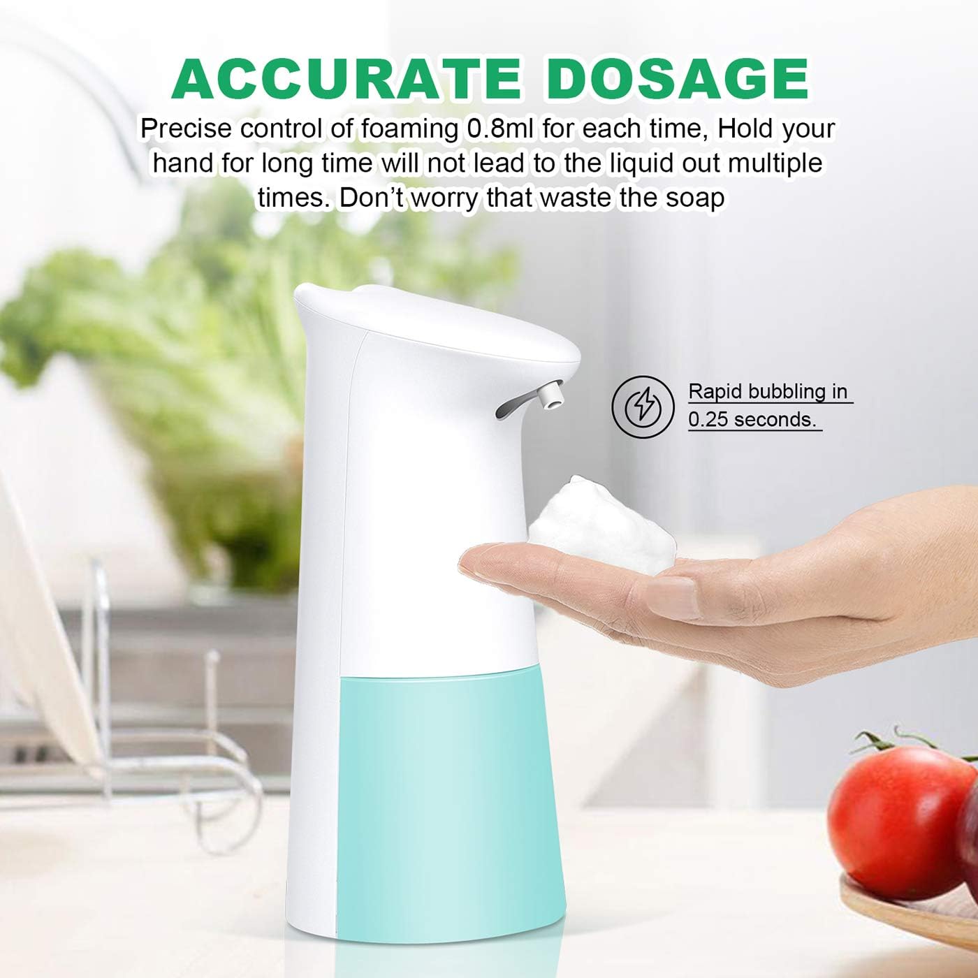 Foaming Soap Dispenser, Automatic Touchless Hand Soap Dispenser, 250ML for Bathroom, Kitchen