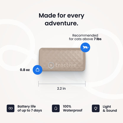 Tractive Smart Cat GPS Tracker with Free 6 Month Subscription | Real-Time Location & Wellness Monitoring for Cats 6.5 lbs+ | Territory & Location History | Up to 5-Day Battery (Brown)