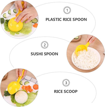 4 Pack Rice Ball Scoop, Non-stick Plastic Rice Paddle for Sushi Making Tools and Rice Ball Mold