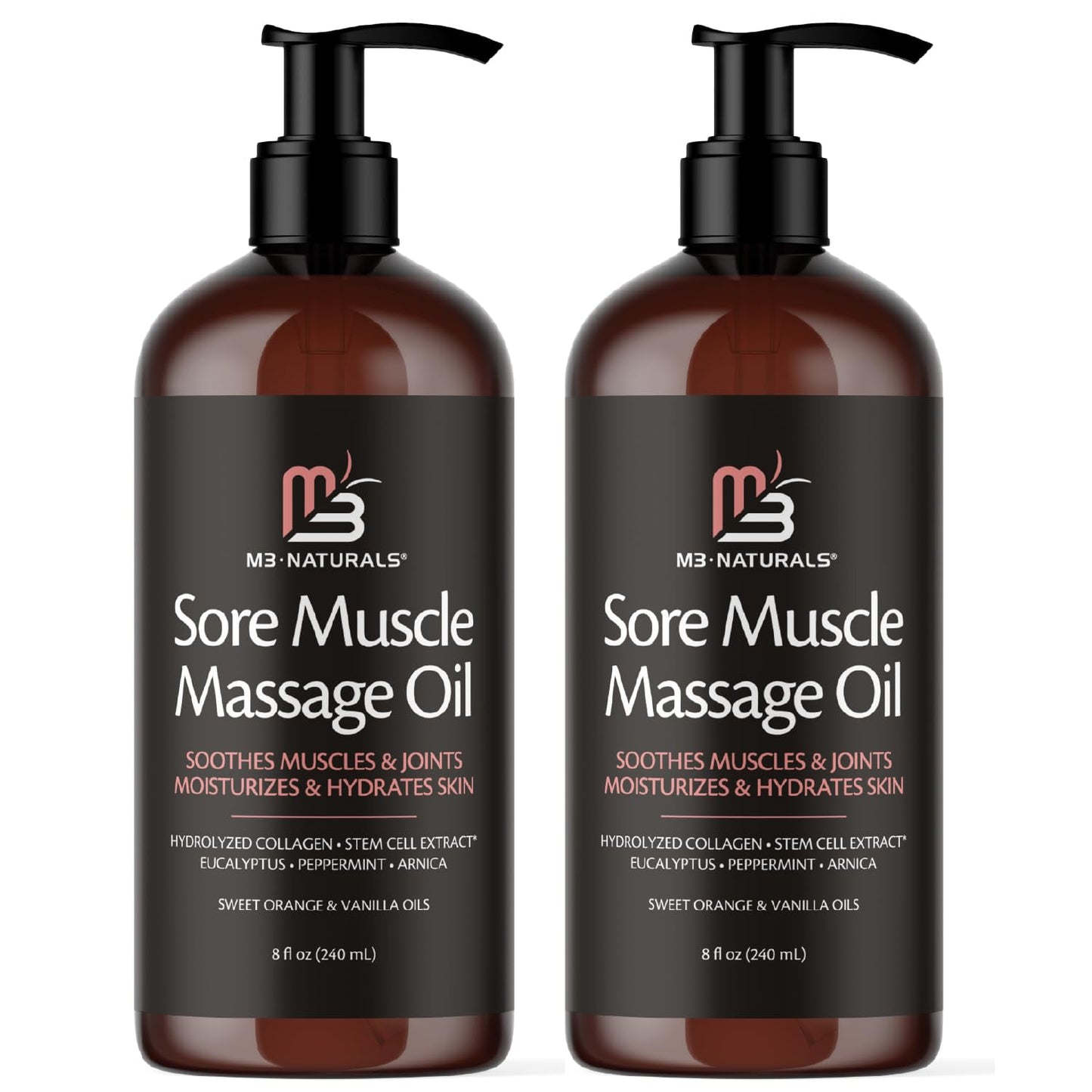 M3 Naturals Firming Body Massage Oil with Collagen & Stem Cell – Helps Smooth The Appearance of Cellulite & Improve Skin Texture – Refreshing Aromatherapy Body Oil for Legs & Full Body – 16 Fl Oz
