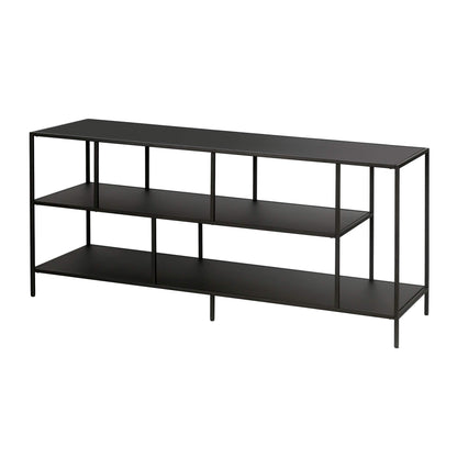 Henn&Hart TV Stand for TVs up to 60" with Metal Top and 2 Open Display Metal Shelves for Living Room, Family Room, or Office, Black