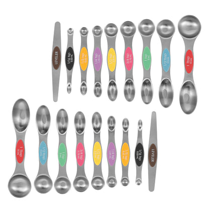 Magnetic Measuring Spoons Stainless Steel Double Sided Teaspoon Easy to Clean Measuring Spoons Nesting Teaspoons Solid Nesting Tablespoon Teaspoon for Liquid Ingredients (Colorful Set of 2)