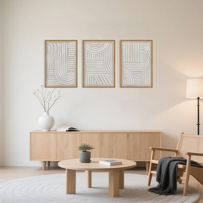 Aryroi Large Abstract Neutral Geometric Framed Canvas Wall Art,Boho Minimalist Shapes Wall Decor,Modern Lines Artwork,Mid Century Arch Art Print for Living Room,Bedroom,Office- 16"x24"x3