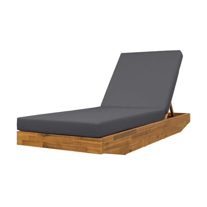 Christopher Knight Home Maril Acacia Wood Chaise Lounge Chair Outdoor, Adjustable Backrest Sun Lounger Recliner, Patio Outdoor Chaise Lounge with 4" Thick Water-Resistant Cushion, Teak+Dark Gray