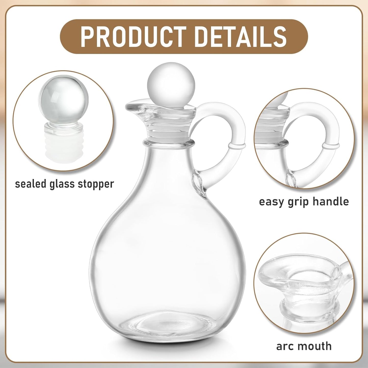 2 10.5 oz Set Teenyyou Pcs Oil and Vinegar Dispenser Cruet Olive Oil Dispenser Bottle Vinegar Glass Cruet for Kitchen