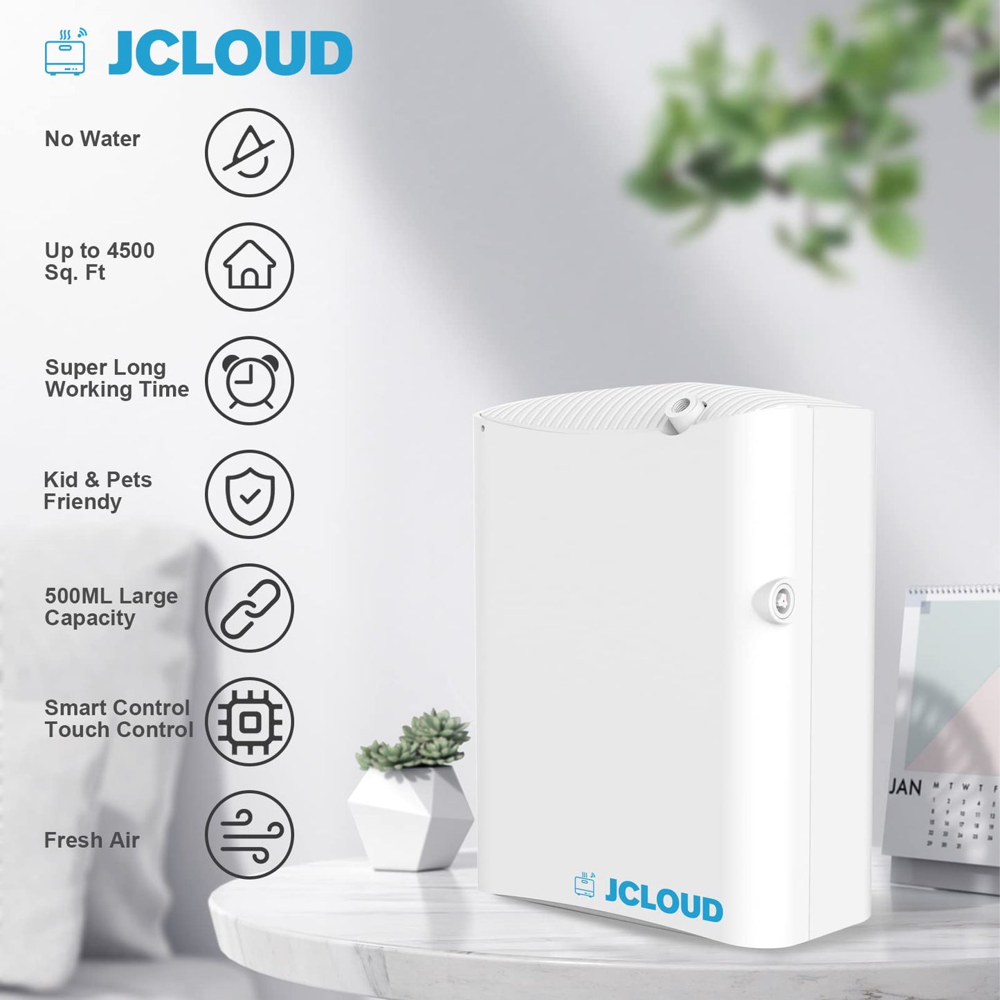 JCLOUD Smart Scent Air Machine with Cold-Air Tech for Home, Hotel Scent Diffuser, Waterless Essential Oil Diffuser 300ML, HVAC Scent Diffuser for Essential Oils for Large Room, Office, Spa