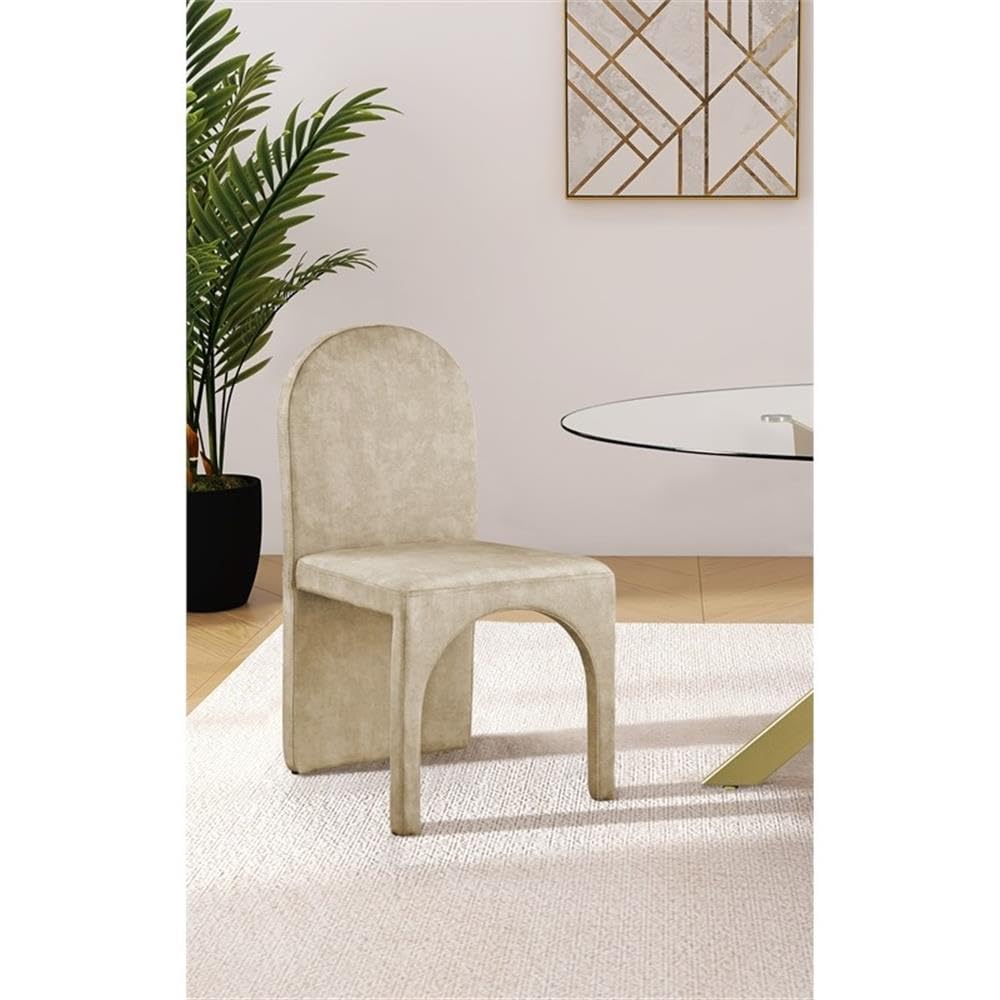 Meridian Furniture 803Beige-SC Summer Collection Modern | Contemporary Velvet Upholstered Dining Side Chair with Steel Frame, 18.5" W x 22.5" D x 35.5" H, Beige, Set of 2