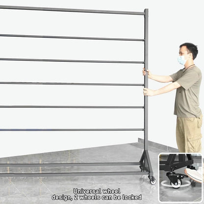 Commercial Fabric Display Rack Cart, Fabric Roll Storage Rack with Adjustable Hanging Rod, Movable Metal Vinyl Roll Storage Rack Cart, for Leather Rolls/Wallpaper Displays