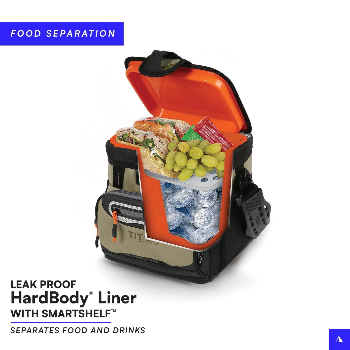Titan by Arctic Zone Zipperless Soft Sided Cooler with HardBody Liner and SmartShelf, Insulated Bag with Shoulder Strap for Lunch and Travel, 9 Can Capacity, Sharkskin Gray