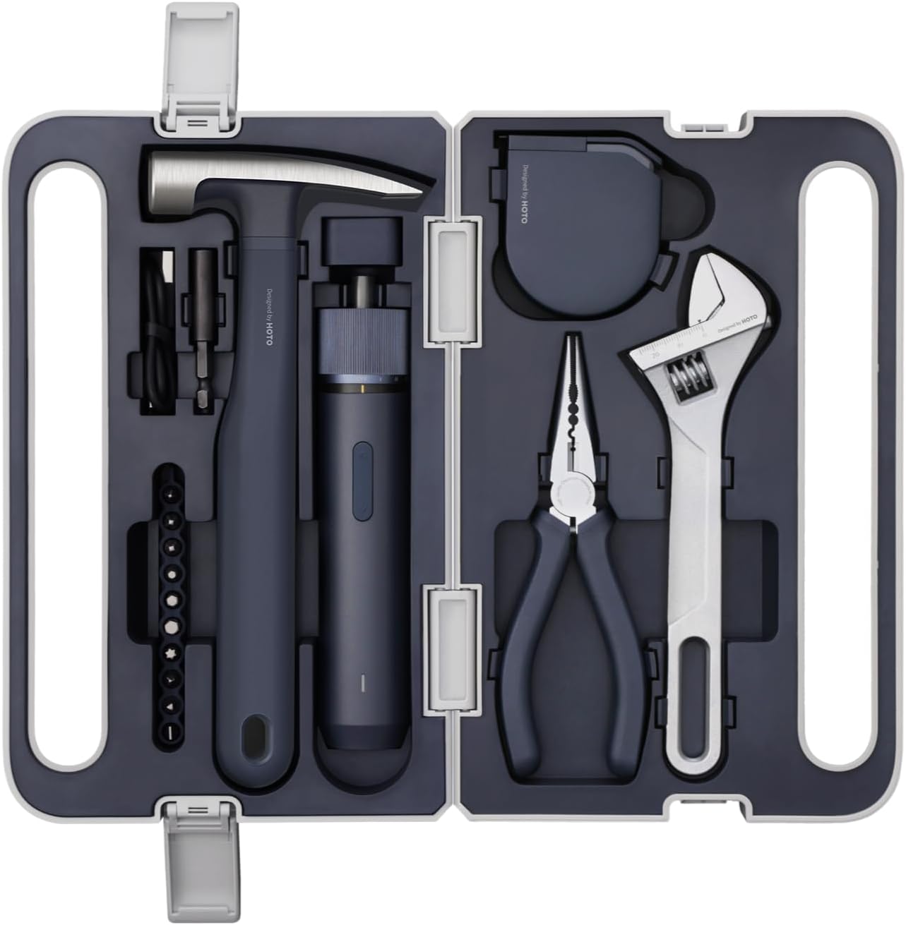 HOTO 18-Piece Tool Kit, Electric Screwdriver w/LED, 3 Torque, 10 Bits, Basic Home Tool Kit - Compact & Portable w/Hidden Buckle, Home Repair Set for DIY Projects/Dorm Repairs/Assembling