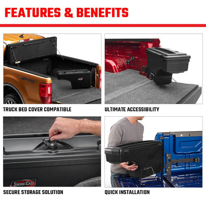 RealTruck UnderCover SwingCase Truck Bed Storage Box | SC300P | Fits 2002 - 2023 Dodge Ram 1500, 2003-20 2500/3500, Passenger Side (Without RamBox)