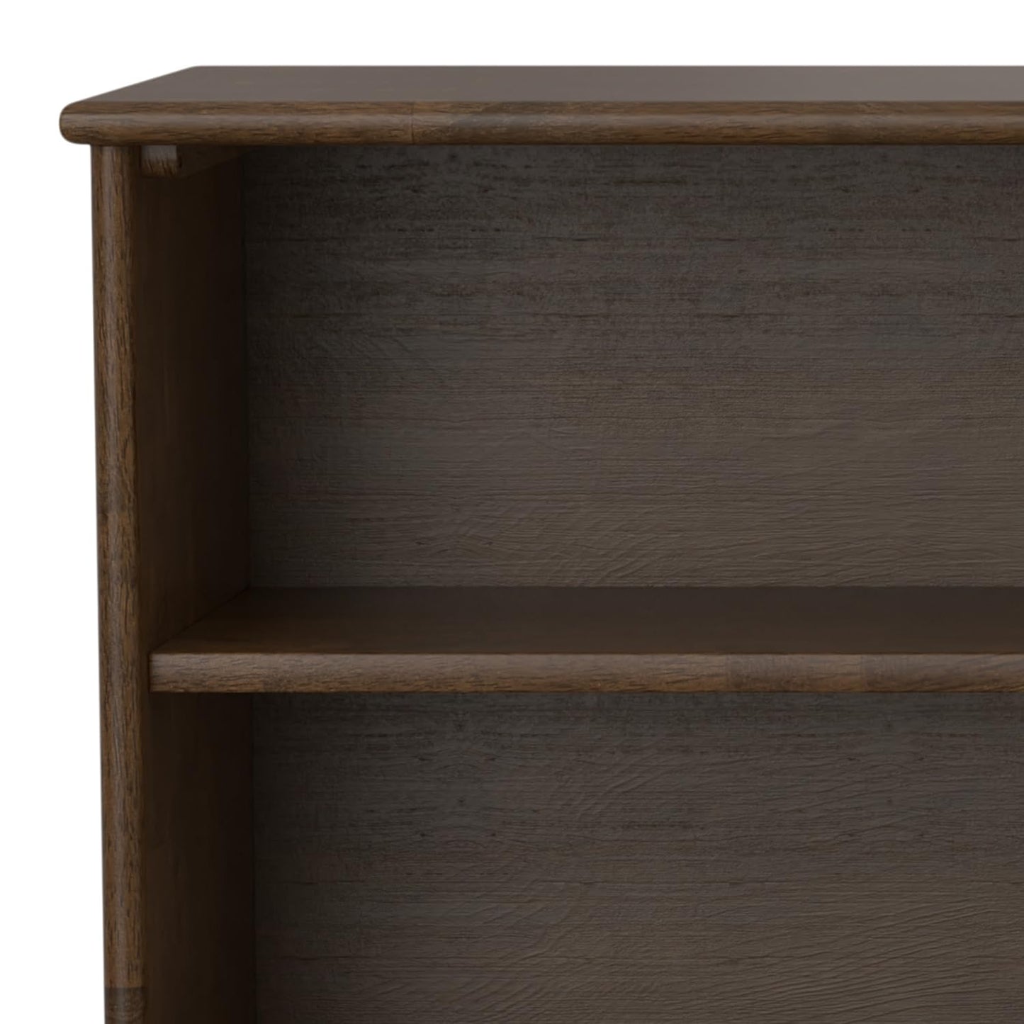 SIMPLIHOME Draper Bookcase - 30 inch Tall Solid Wood Low Bookshelf in Walnut Brown, Mid-Century Modern Storage for Living Room, Study Room or Office with Tapered Legs and Wide Open Shelves