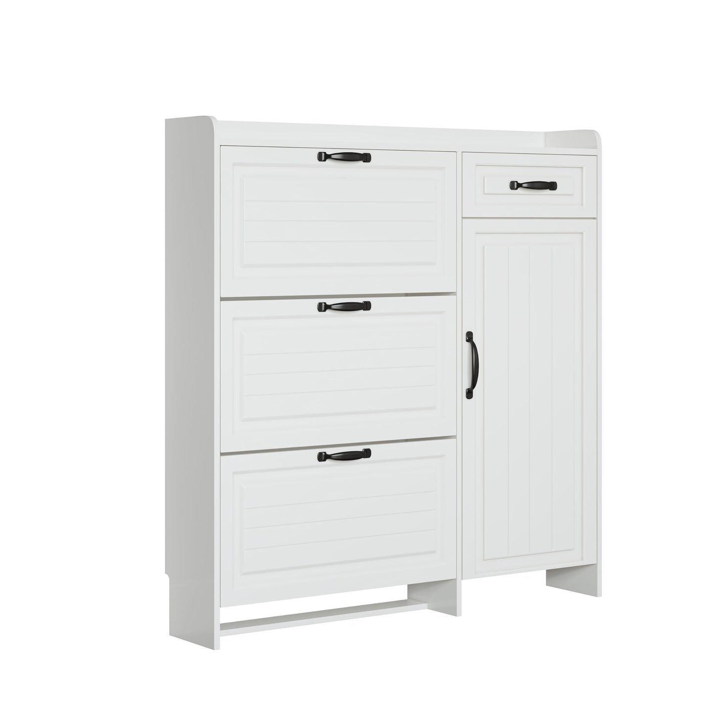 Ball & Cast Shoe Storage Cabinet with 3 Flip Drawers & 1 Drawer, Freestanding Hidden Shoe Organizer with Legs for Entryway, Narrow Shoe Rack Cabinet for Living Room,White