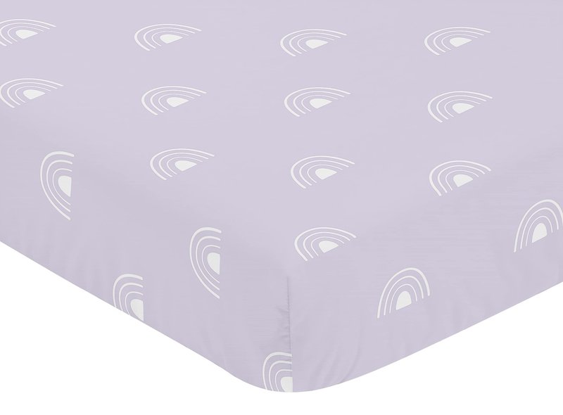 Sweet Jojo Designs Fitted Baby Crib Sheets (Purple and White Boho Rainbow) for Boys or Girls, Infant Nursery, Toddler Room - Standard Size (Lavender, Bohemian, Celestial, Sky, Nature, Shabby Chic)