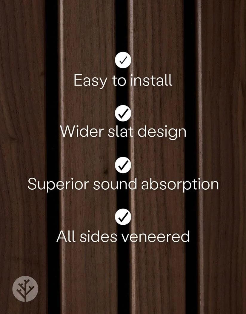 WVH Luxe American Walnut Acoustic Slat Wood Wall Panels, Measures 118.11" x 23.62", Premium Finish, Interior Decor for Walls & Ceilings, Noise Cancelling & Sound Absorbing for Home & Office, 2pcs