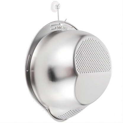 YENXIKU 4-in-1 Rice Washing Bowl - Rice Washer Strainer Bowl - Stainless Steel Colander for Quinoa, Fruit and Vegetable Wash - Multi-Purpose Rice Strainer and Colander for Kitchen (1 Pack)