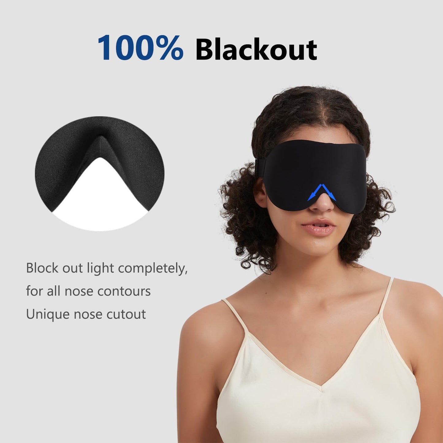 Alaska Bear Sleep Mask for Side Sleepers 2022 Headband Design, Cup-Shaped and Extra-Soft, 100 Blackout Eye Mask Shades Cover for Men and Women Home or Travel, Machine Washable, Black