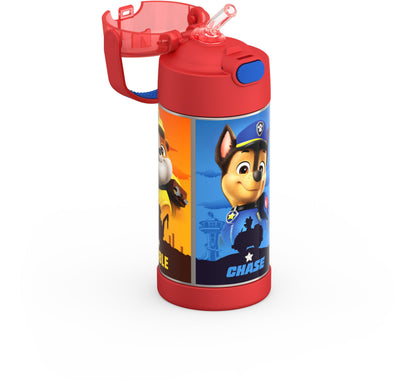 THERMOS FUNTAINER Water Bottle with Straw - 12 Ounce - Kids Stainless Steel Vacuum Insulated Water Bottle with Lid, Paw Patrol
