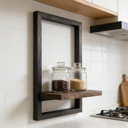 Vineland Rustic Wooden Wall Shelves for Indoor Plants, Hanging Wall Planters Shelf, Floating Shelves for Wall Decor, Farmhouse Plant Holder for Bathroom, Bedroom, Living Room, Brown & Black