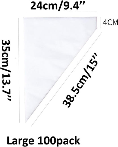 Piping Pastry Bag Pack of 100 - Plastic Disposable Cream Pastry Bag for Cake Icing Sugarcraft Cupcake Decorating