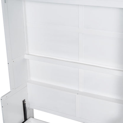 Merax Queen Size Murphy Bed Wall Bed with Closet and Wardrobe Storage for Bedroom,White