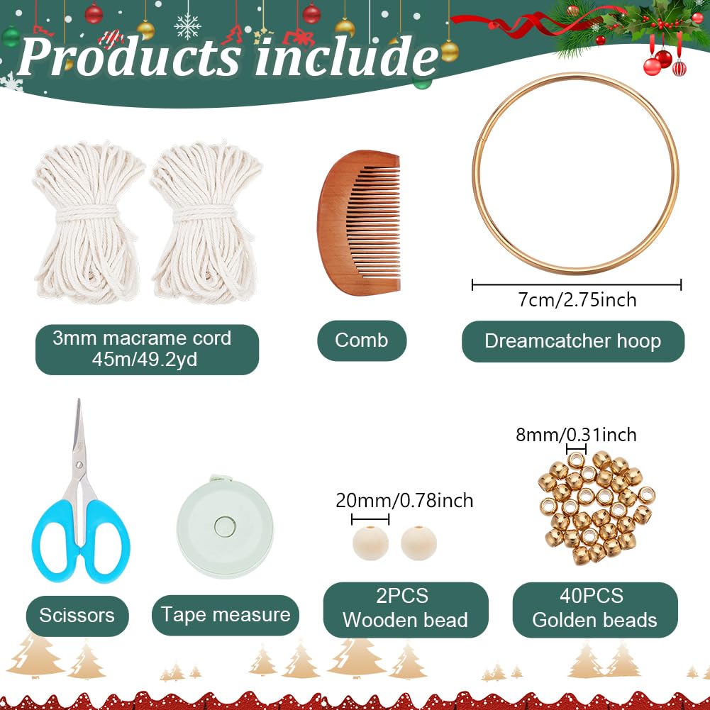 ORIGACH 3 Set DIY Angel Macrame Kit, Boho Macrame Angel Kit Wall Hanging Ornament for Beginners, Angel with Golden Beads Macrame DIY Kit with Instruction Tutorial for Adults