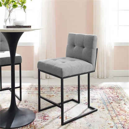 Modway Privy Black Stainless Steel Upholstered Fabric Counter Stool, Light Gray