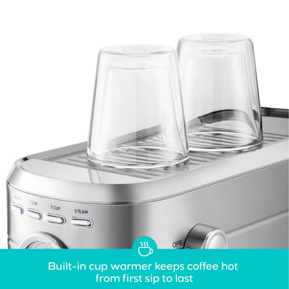 CASABREWS CM5418 Espresso Machine 20 Bar, Compact Espresso Maker with Steam Milk Frother, Stainless Steel Coffee Machine with 34oz Removable Water Tank for Cappuccino, Small Latte Machine, Silver