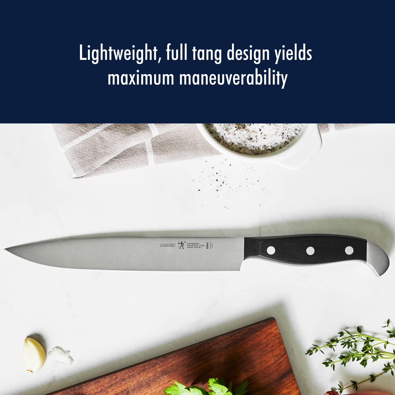 HENCKELS Statement Razor-Sharp 20-Piece Knife Set, Chef, Bread, German Engineered Knife Informed by over 100 Years of Mastery, Brown Block