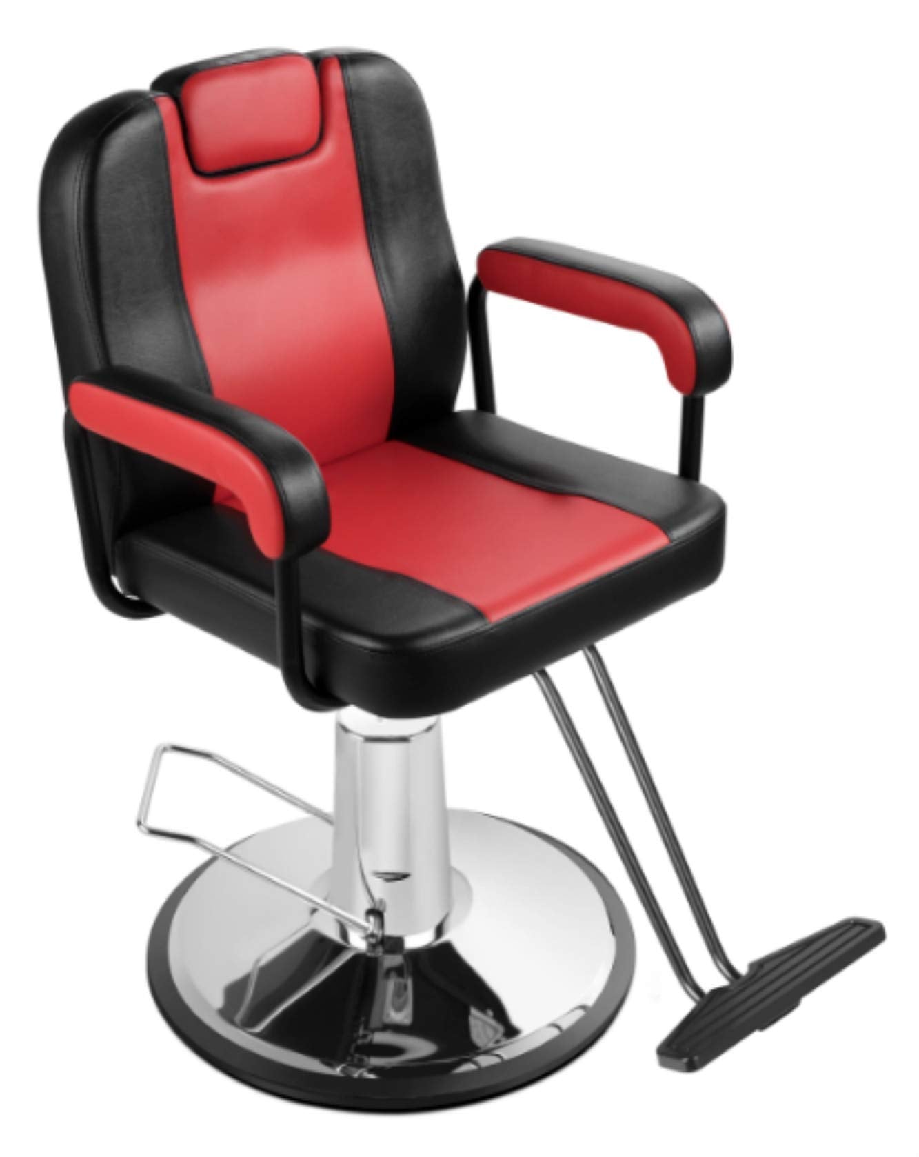 Funnylife Black&Red Vintage Reclining Hydraulic Salon Beauty Chair with Oil Pump Heavy Duty Beauty Salon Barber Swivel Chairs Hair Cutting Salon Equipment