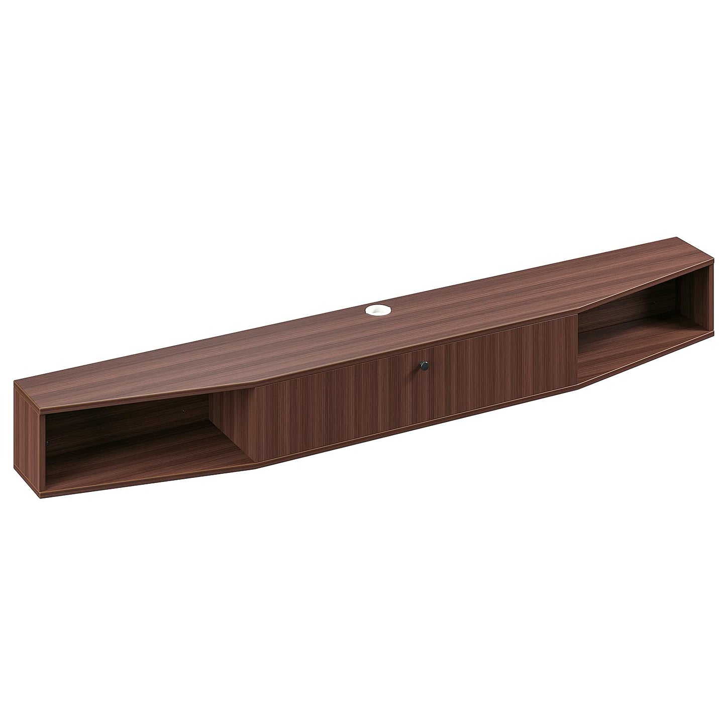 FloatiCasa 78inch Floating TV Stand, Plywood Wall Mounted Media Console with 1 Flip Down Door & 5 Open Shelves, Modern Floating Entertainment Center with Wire Management for Living Room, Walnut
