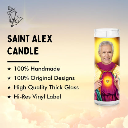 Alex Celebrity Glass Jar Candle, Unscented Handmade Soy Wax Votive Candle, Unique Home Decor Collectible