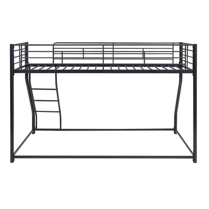 Merax Metal Floor Bunk Bed, Twin XL Over Queen, Black,82.4''L x 62.4''W x 53.7''H