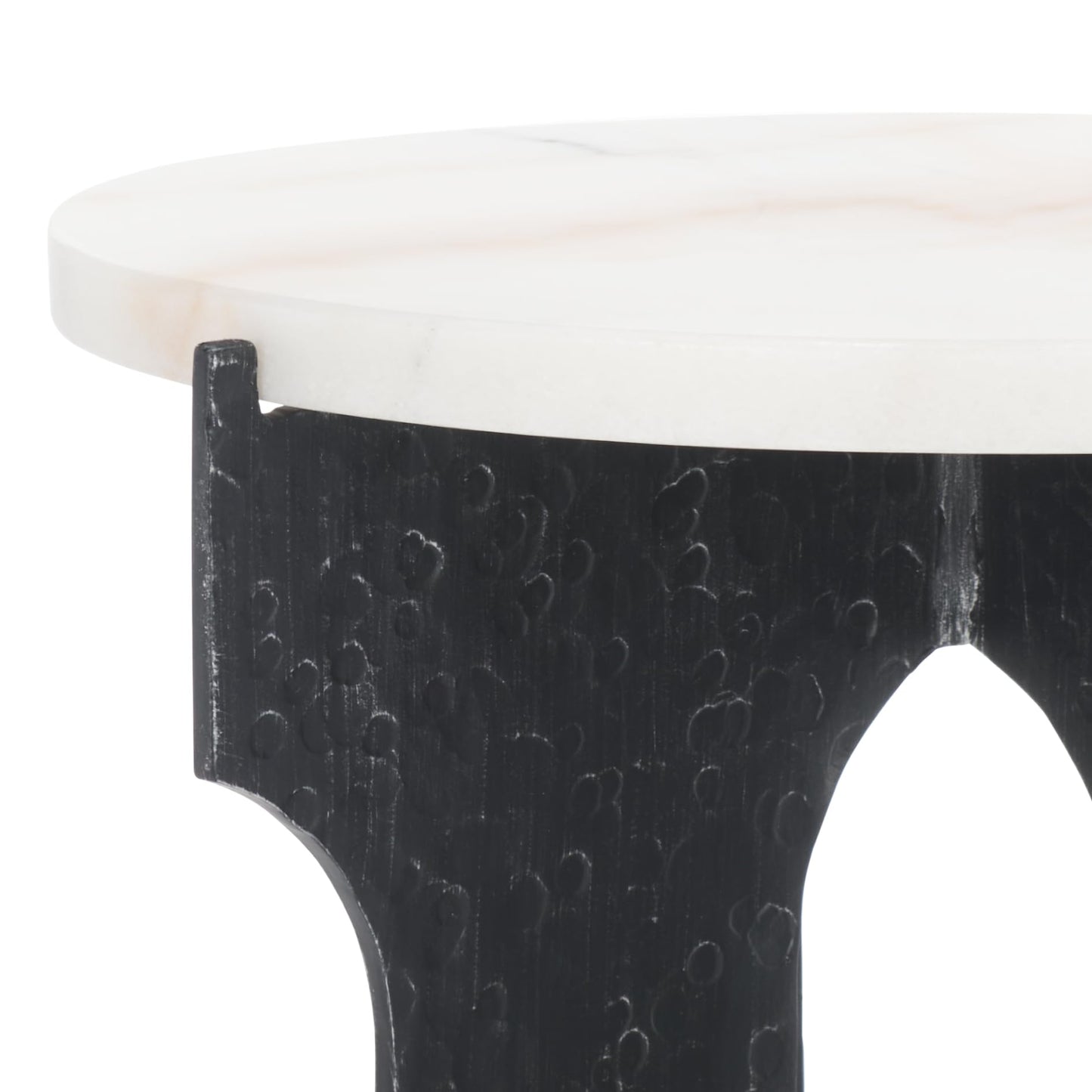 SAFAVIEH Couture Collection - Tayanna Black Iron & Marble Accent Table, Modern Side Table, Minimalist Round Top Design, Fully Assembled (SFV9546A)