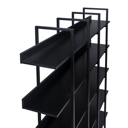 KCSWKJ 5 Tier Bookcase Home Office Open Bookshelf, Vintage Industrial Style Shelf with Metal Frame, MDF Board