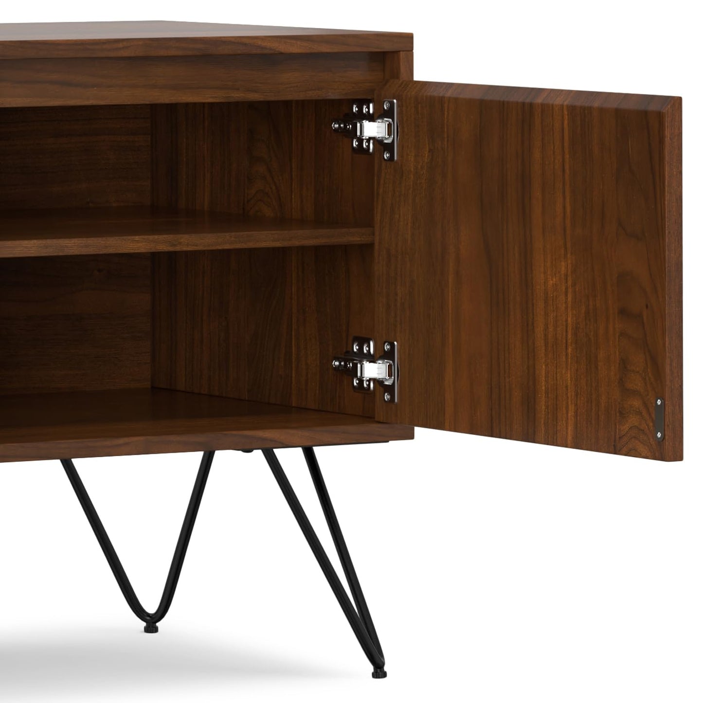 SIMPLIHOME Hunter 60 inch Wide Industrial TV Media Stand in WALNUT WOOD For TVs up to 65 inches for the Living Room and Entertainment Center