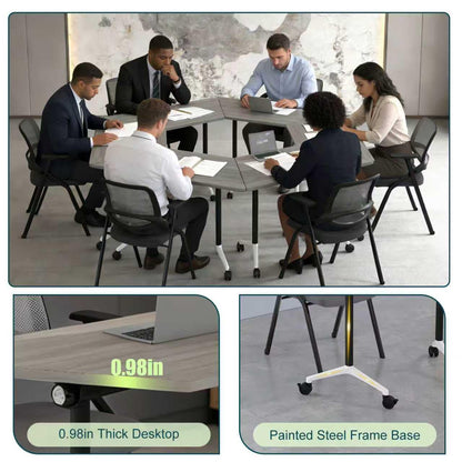 Modern Conference Table,47.2 Inch Meeting Seminar Table,Folding Conference Room Tables with Caster Wheels,Sturdy Mobile Training Table Business Boardroom Tables for 2-10 People,Support 550lbs (4P)
