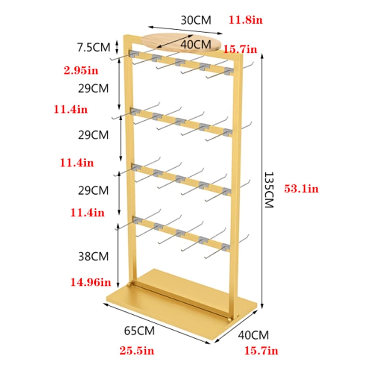 25.5 * 15.7 * 53in Sock Lingerie Bra Rack with Hook, Metal, Commercial Underwear Retail Display Stand, Freestanding Clothing Storage Shelf, for Farmers Markets, 4 Tier(White)
