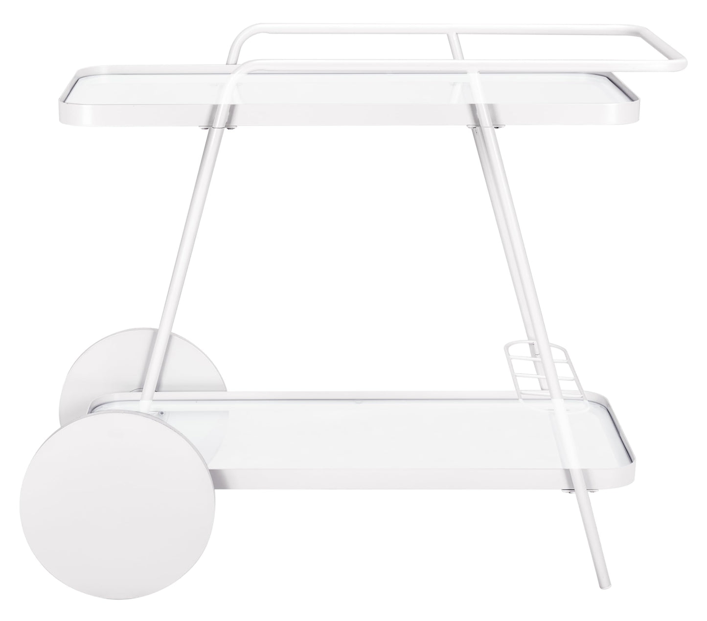 SAFAVIEH Home Collection – Zunia White & Glass 2-Tier Bar Cart, Modern Metal Serving Cart, Sleek Contemporary Design (BCT2504E)