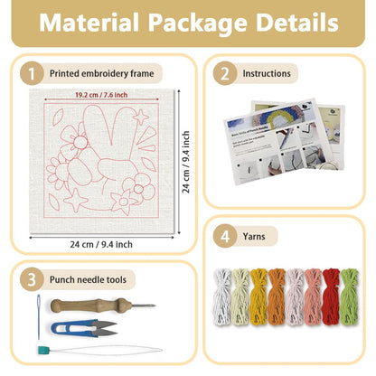 DOODLREAM Victory Gesture Needle Kit for Beginner, 9.4"x 9.4" Peace Hand Gesture Punch Stitching Craft Set, DIY Embroidery Starter with Printed Frame, Instruction, Threader, Yarn, Pinch Needle