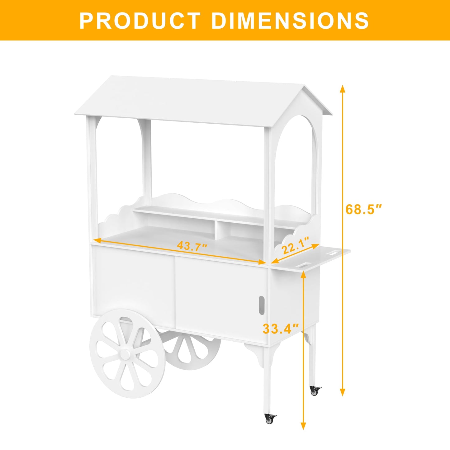 GDLF Candy Cart for Party - Cake Stand - Dessert Cart with Wheels & Storage Cabinet for Wedding, Baby Shower, Birthday & Party Decor
