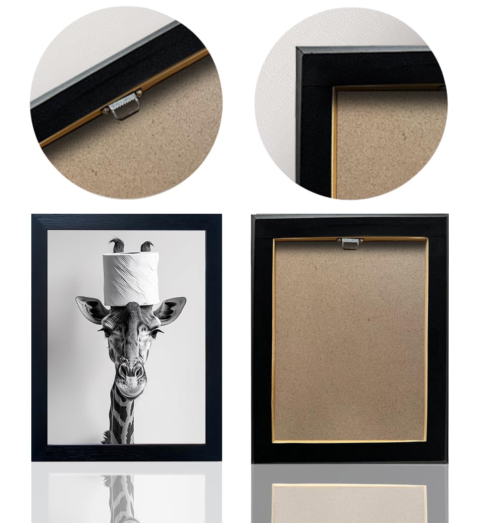 Bathroom Picture Wall Decor, Framed Black and White Bathroom Wall Art, Toilet Paper in Little Funny Raccoon's Hand Animal Canvas Print Painting