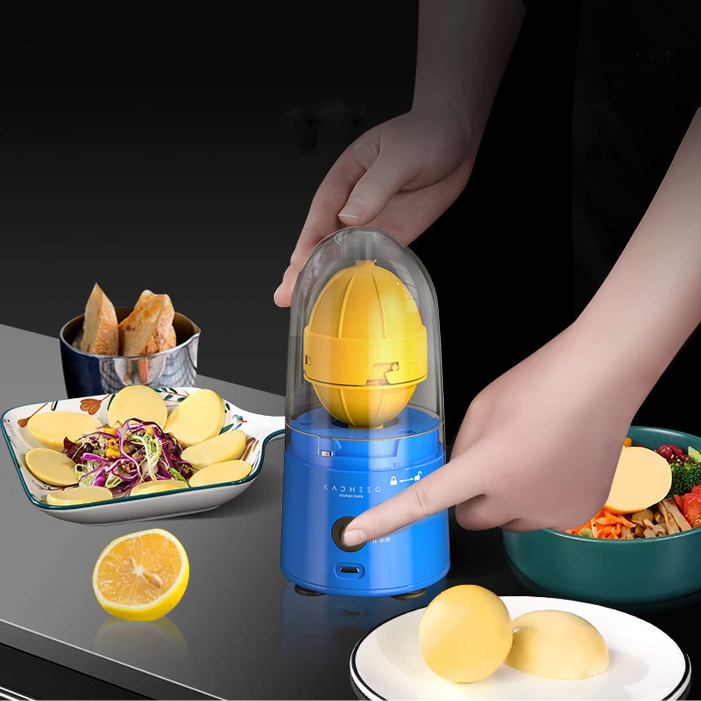 SQRMINI Electric Egg Spinner, Eggs Yolk White Mixer, Egg Whisk Kitchen Gadgets, Portable/Rechargeable Mix Egg in Shell Golden Egg Maker