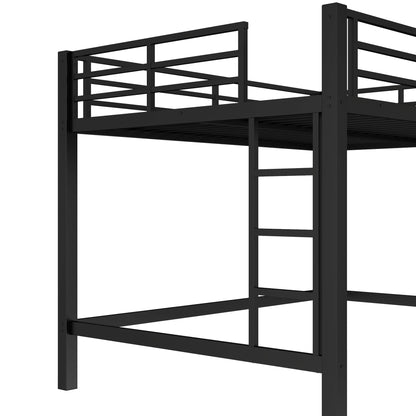 Bellemave Queen Size Loft Bed with 2 Ladder and Guardrails, Metal Loft Bed Frame, for Adults, Kids, Teens, Black