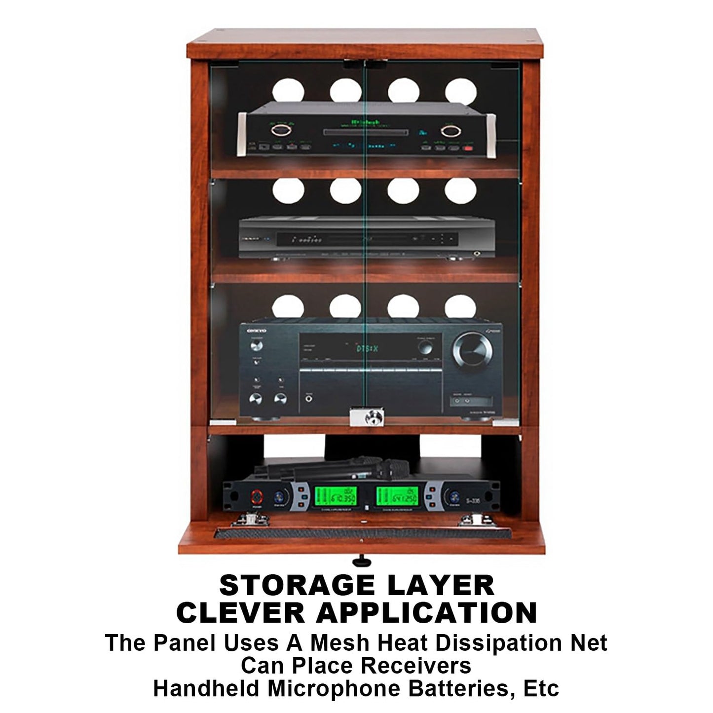 Stylish Wooden Record Player Stand & Media Cabinet, Vinyl Record Audio Rack Tower (57.1x55.1x80cm) - Perfect Stereo Furniture for Home Decor & Music Lovers