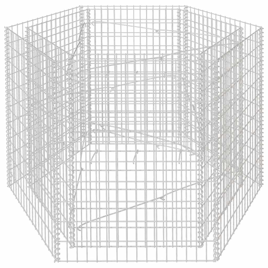 hliofuir Hexagonal Galvanized Steel Raised Garden Bed 63"x55.1"x39.4" Large Outdoor Planter Box Silver Metal Raised Flower Bed for Backyard Patio Courtyard