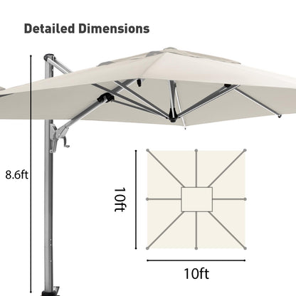 COSIEST 10'x10' Patio Umbrella Cantilever Outdoor Rectangular Offset Umbrella with 360°Rotation, Double Top Heavy Duty Windproof Aluminum Frame for Pool Garden Deck Backyard