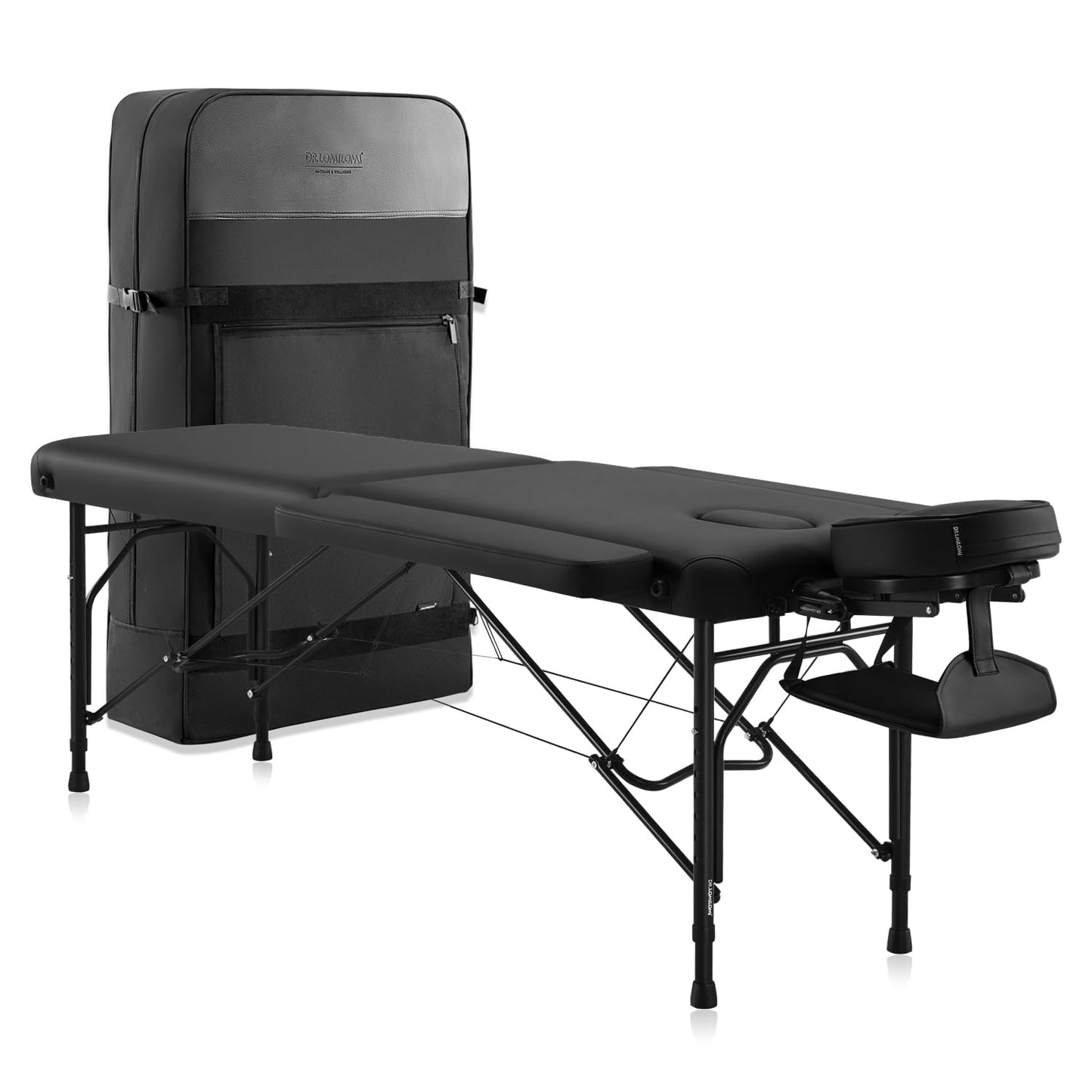 DR.LOMILOMI Halia 302 Classic Ultra-Light Travel-Size Aluminum Foldable Portable Massage Table for Professional Mobile Massage Therapists, with Side Arm Extensions
