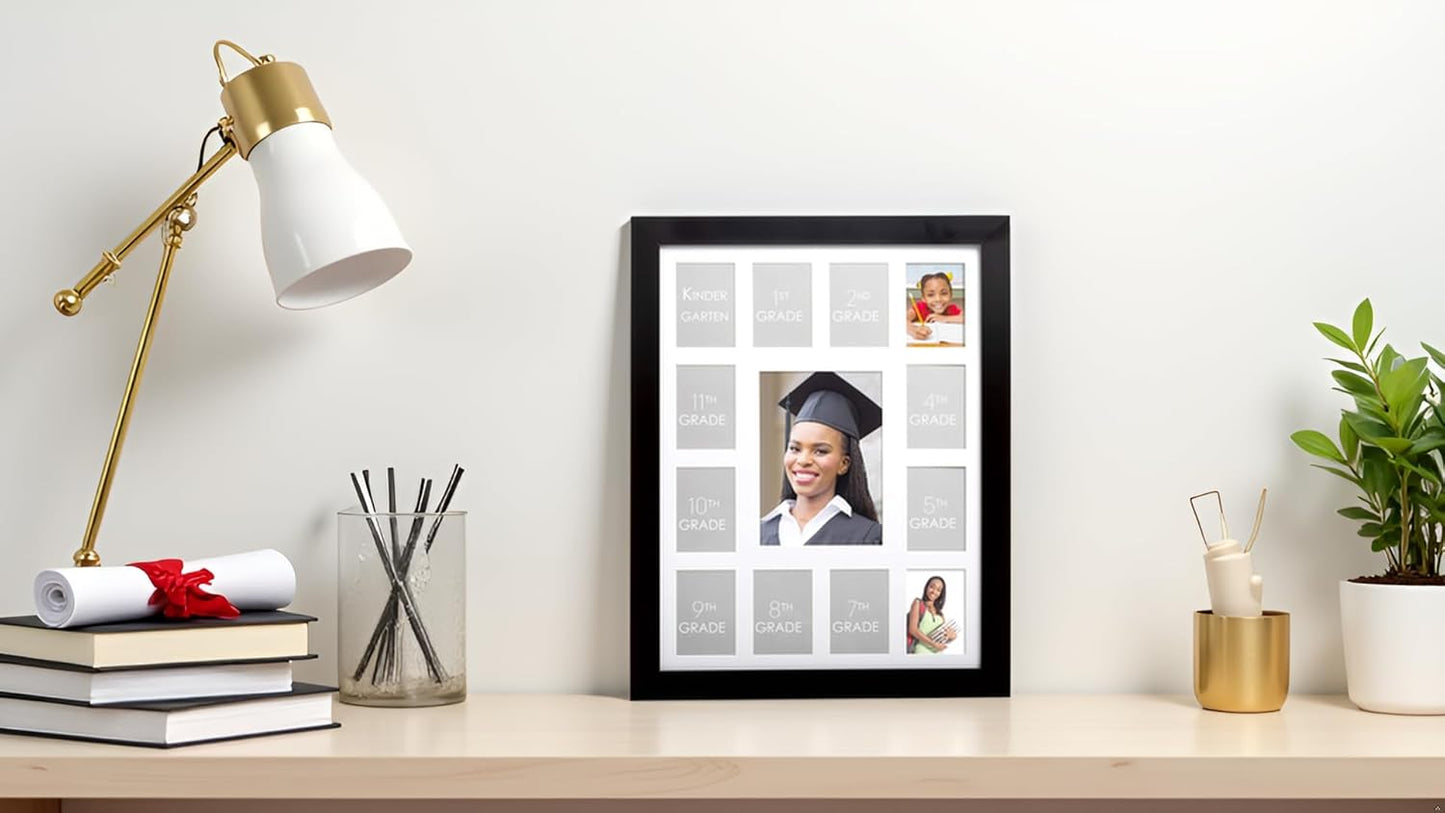 Kate & Milo School Days Frame, Holds 13 Photos K-12, Multi Photo Frames Collage for Graduation Party Decorations